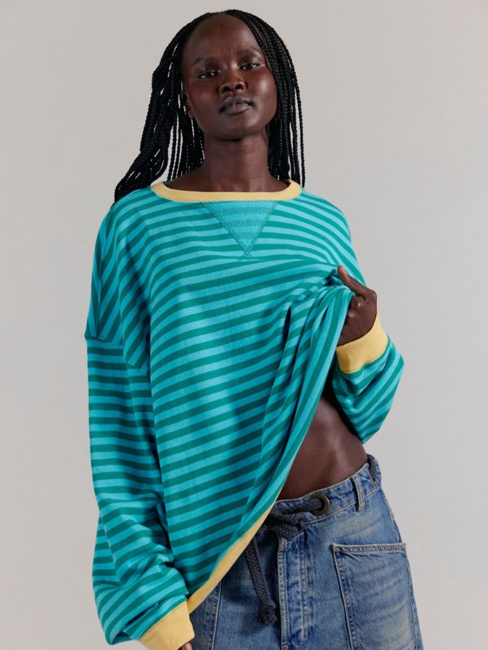 Free People Classic Striped Oversized Crewneck - Picture 4 of 8